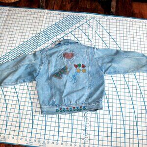 Vintage 80s Faded Painted Girls Jean Jacket, MANDY, Size 10